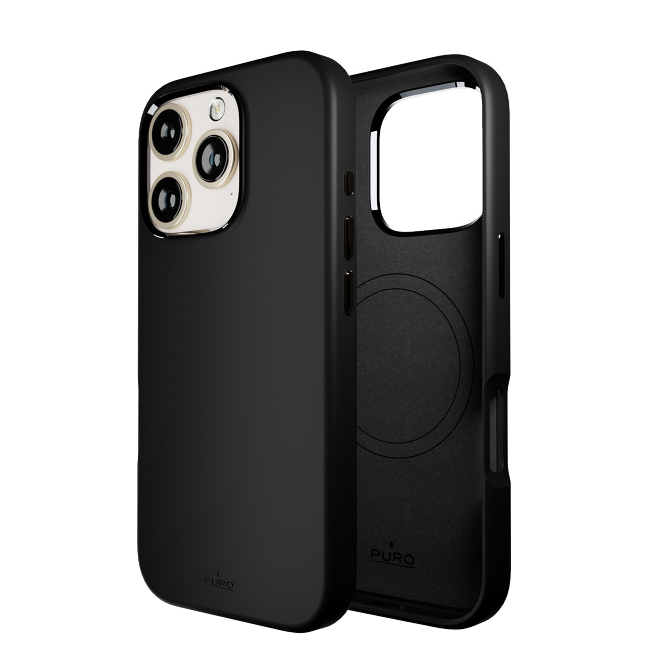 Puro Icon Mag Pro Magnetinis silikoninis dėklas telefonui iPhone 16 Pro - juodas