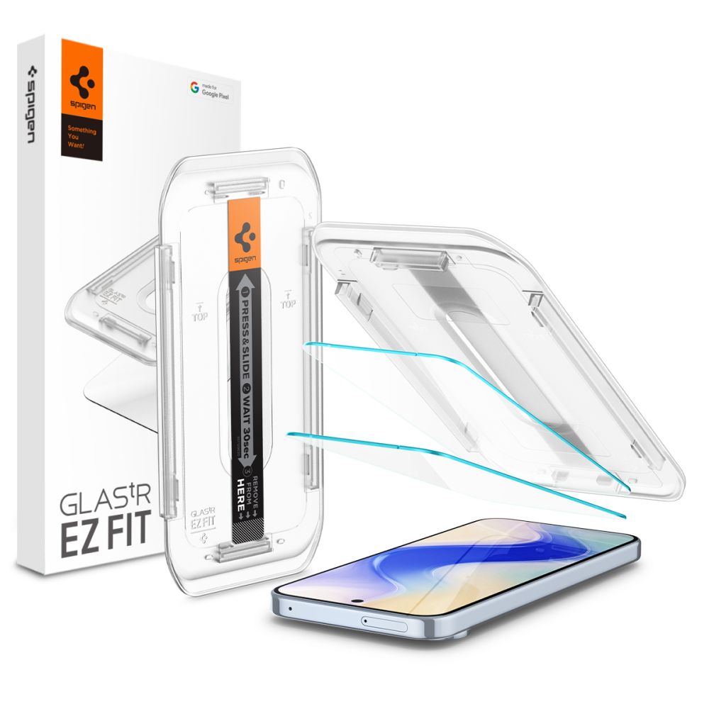 Spigen Glas.tR EZ Fit Закалённое стекло с аппликатором для Google Pixel 10 / 10 Pro / 9 / 9 Pro (2 шт.)