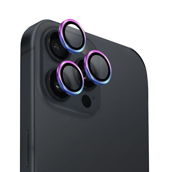 Uniq Optix Aluminum защитное стекло объектива камеры iPhone 16 Pro 6.3" / 16 Pro Max 6.9" с аппликатором, переливающееся