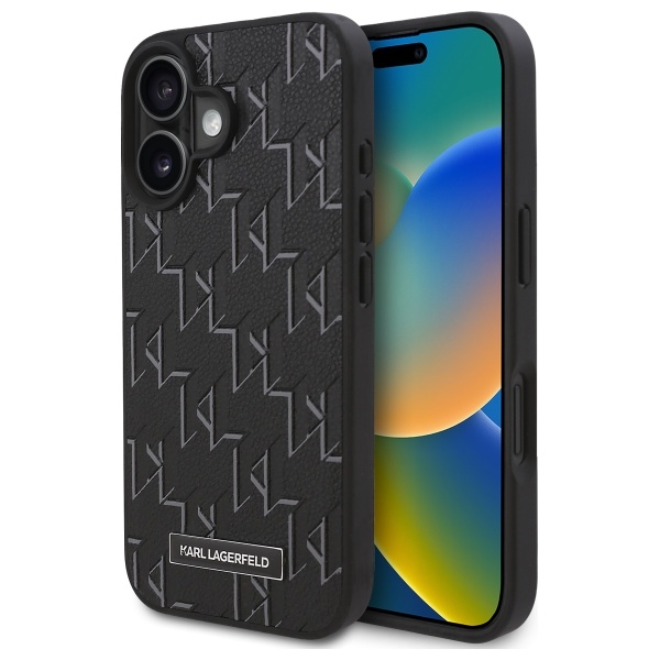 Karl Lagerfeld Hot Stamp Magnetinis iPhone 16 dėklas - juodas