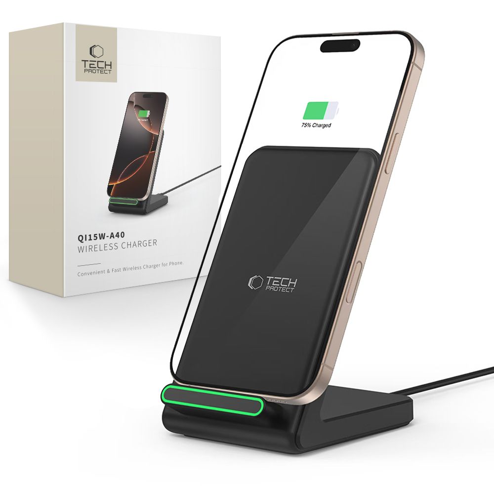 Tech-Protect QI15W-A40 belaidis įkroviklis - juodas