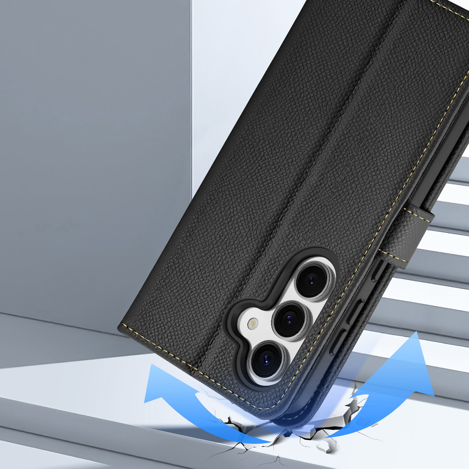 Dux Ducis Lawa odinis dėklas Samsung Galaxy S25+ su nuimama magnetine pinigine - juodas