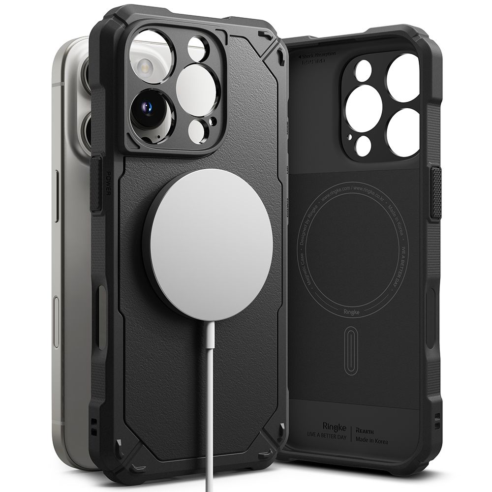 Ringke Rugged Gear magnetinis MagSafe dėklas telefonui iPhone 16 Pro - juodas