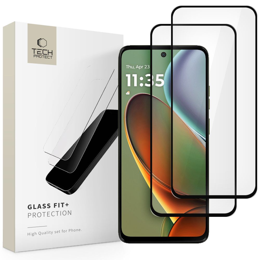 Tech-Protect Apsauginis stiklas Glass Fit+ 2 rinkiniai temperuotas stiklas Motorola Moto G15 / G15 Power / G05 / E15 - juodas (m)