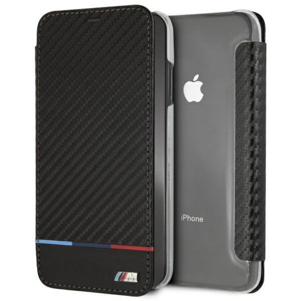 Чехол BMW Carbon Tricolor Stripe для iPhone XS Max - чёрный