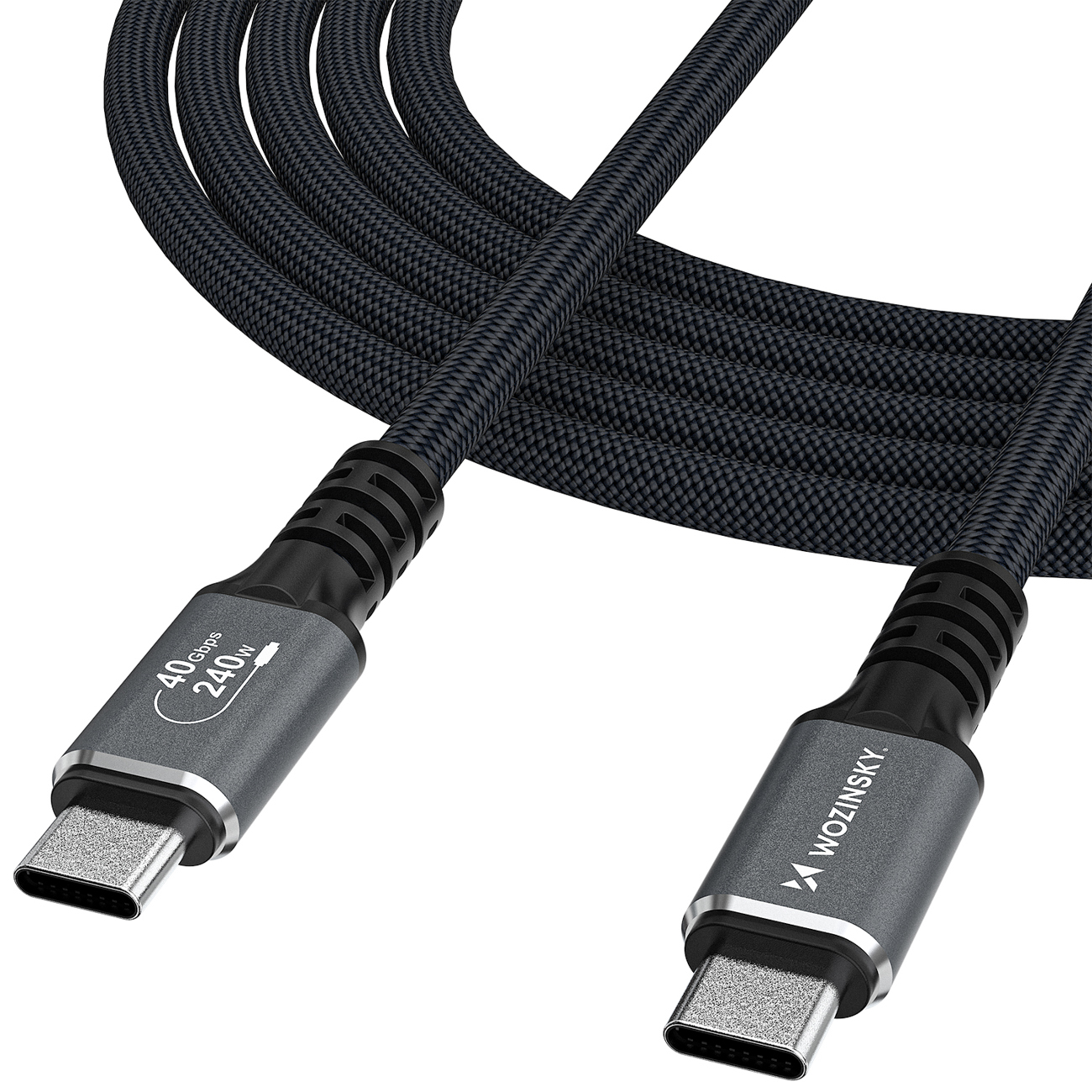 Wozinsky WPS-UY415S Кабель USB-C - USB-C 40Gb/s 240W 1.5m - чёрный