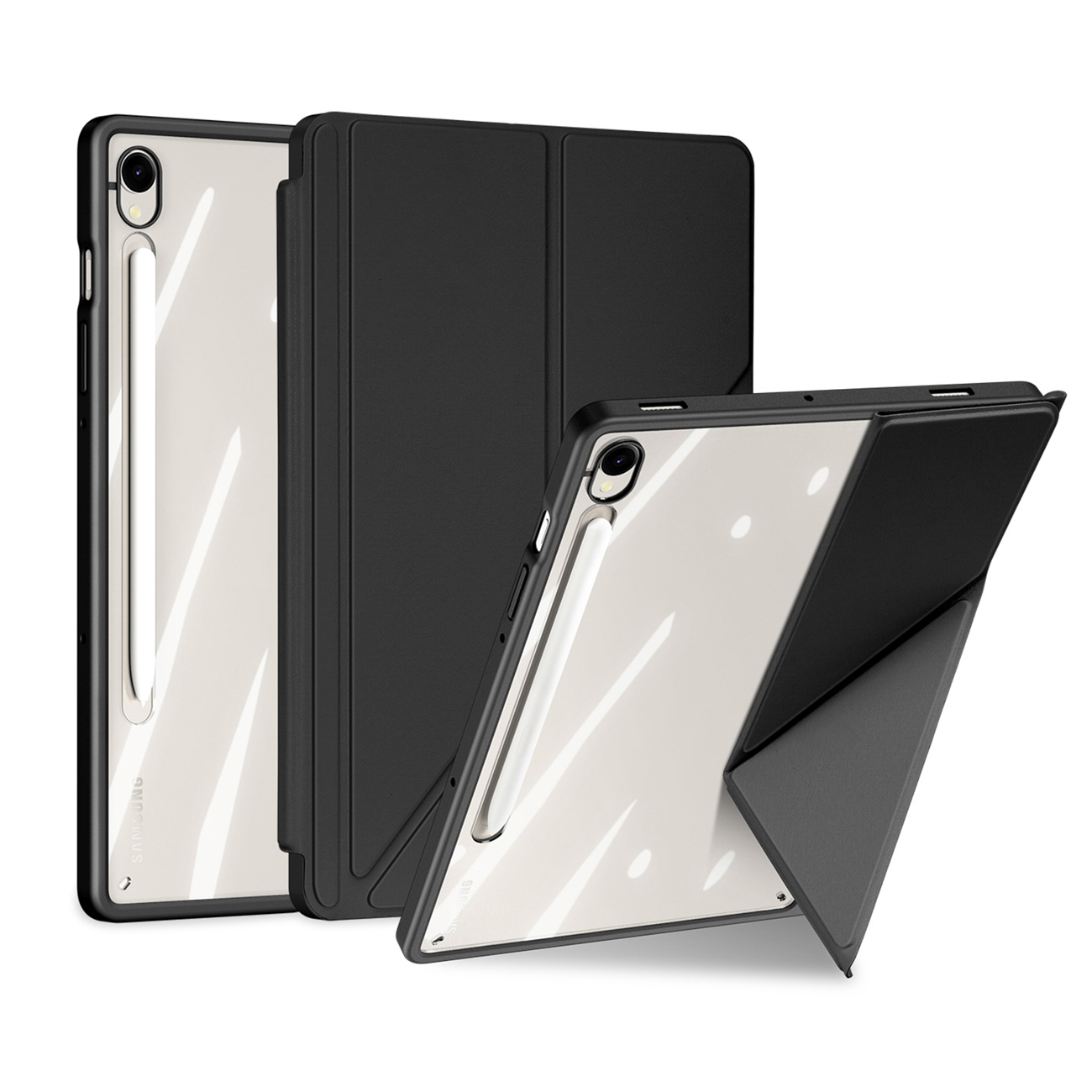 Dux Ducis Magi dėklas su styliaus laikikliu planšetiniam kompiuteriui Samsung Galaxy Tab S10 FE/S9/S9 FE - juodas