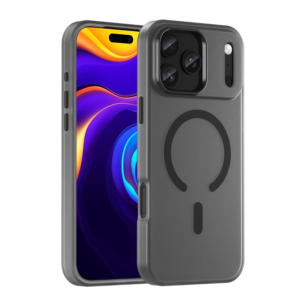 Magnetinis abrazyvinis dėklas telefonui iPhone 17 Pro, suderinamas su MagSafe - matinė juoda