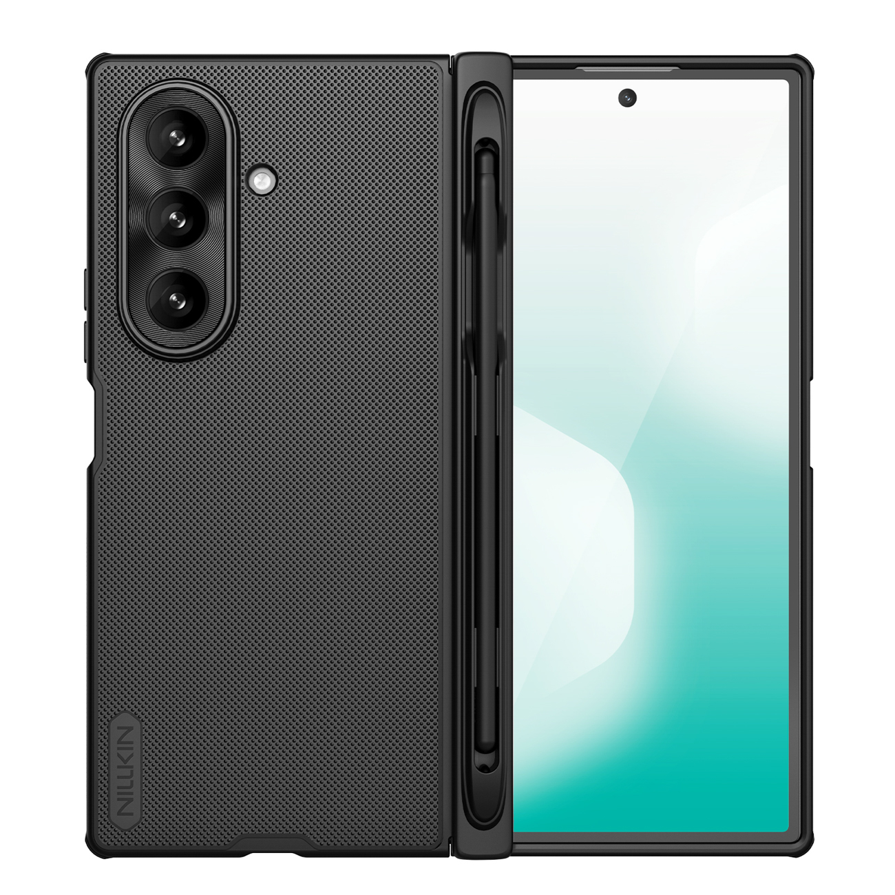 Nillkin Super Frosted Shield Fold Magnetinis dėklas Samsung Galaxy Z Fold 7, MagSafe suderinamas, su S Pen Space - juodas