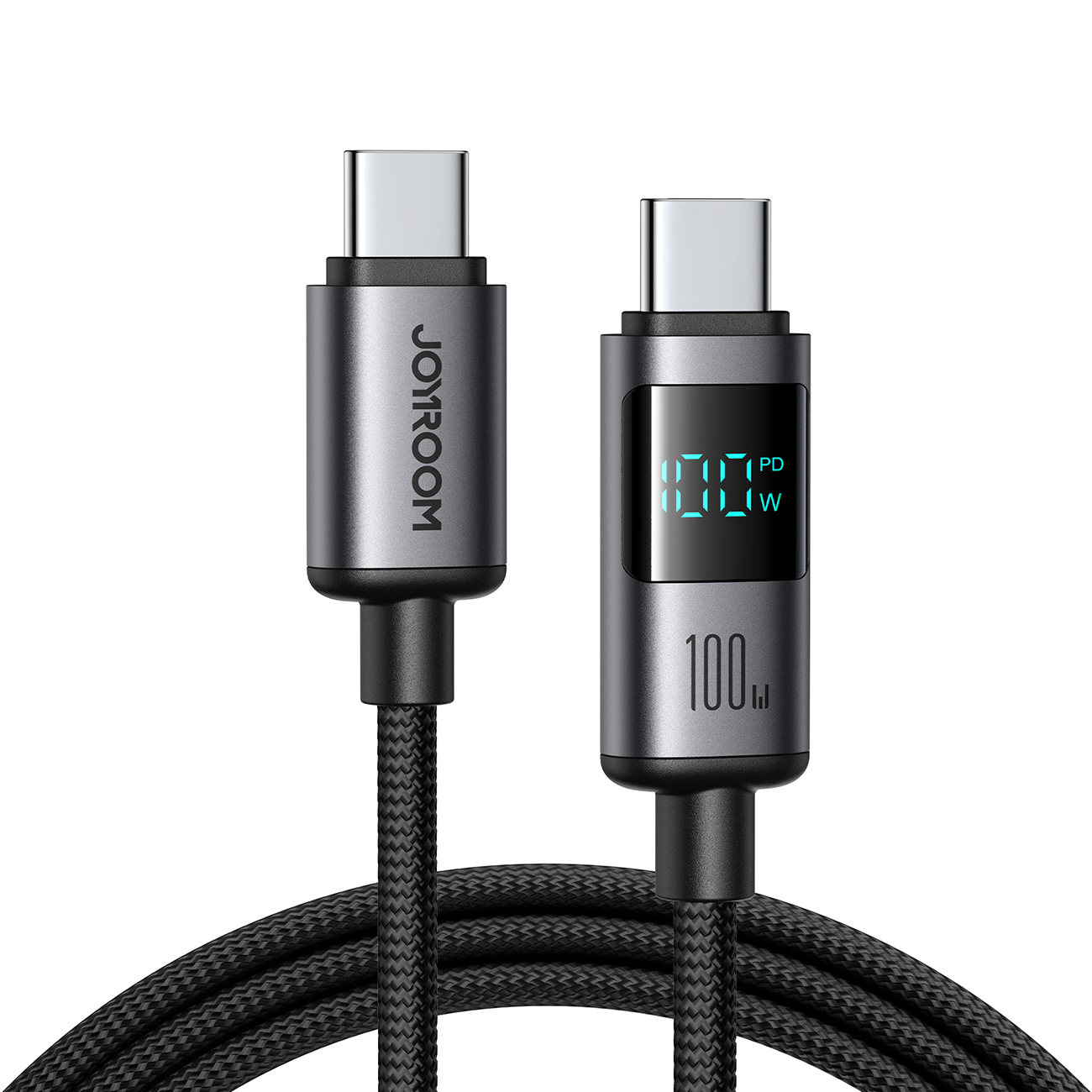 Joyroom S-A16 Pro Prism serijos 100W USB-C - USB-C kabelis su skaitmenine indikacija 1,2 m - juodas