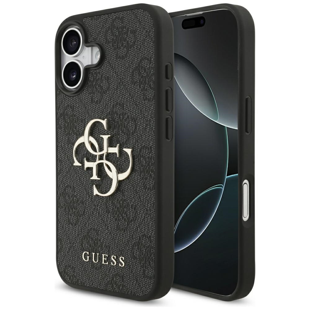 Dėklas Guess PU 4G Metal Logo Apple iPhone 17 pilkas