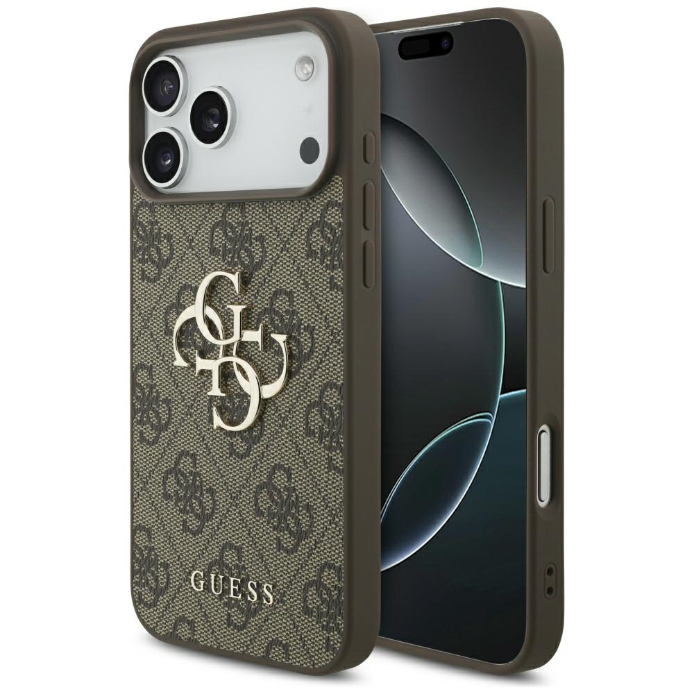 Dėklas Guess PU 4G Metal Logo Apple iPhone 17 Pro Max rudas