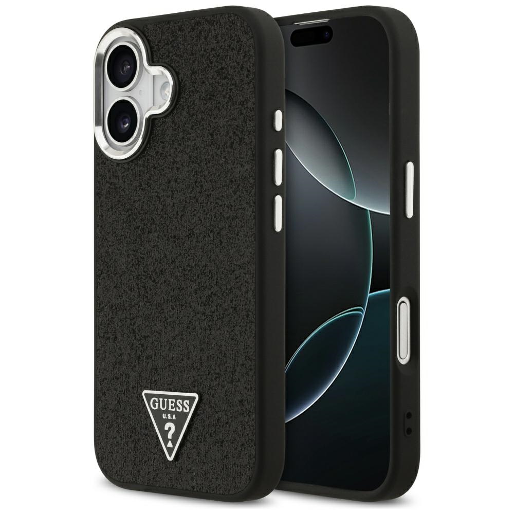 Guess Blizgus Trikampio Logotipas Magnetinis dėklas telefonui iPhone 17 - juodas