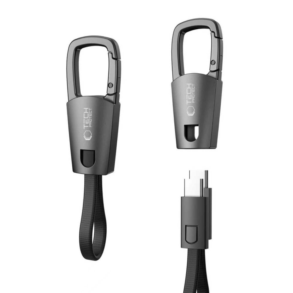 Кабель Tech-Protect Ultraboost DNA с брелоком USB-C PD 60W 3A - серый