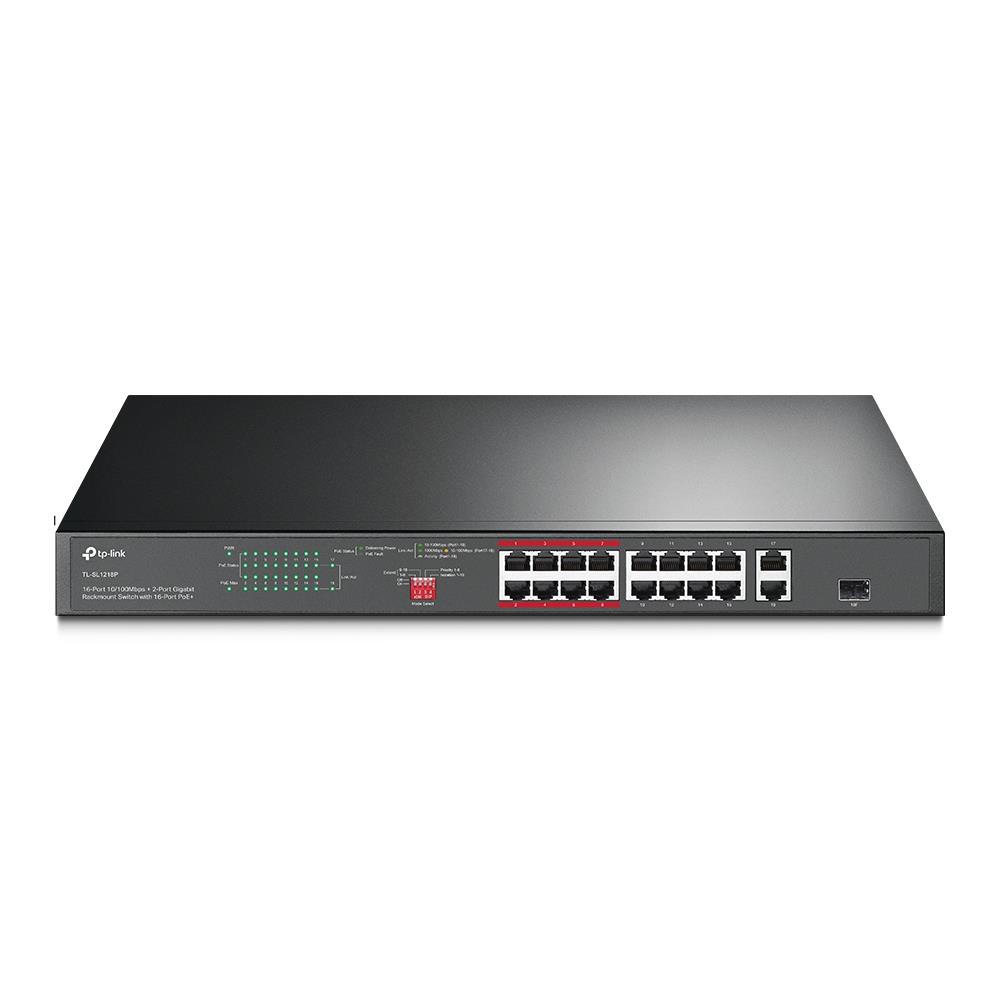 Komutatorius TP-Link TL-SL1218P 16 prievadų 100 Mbps PoE+