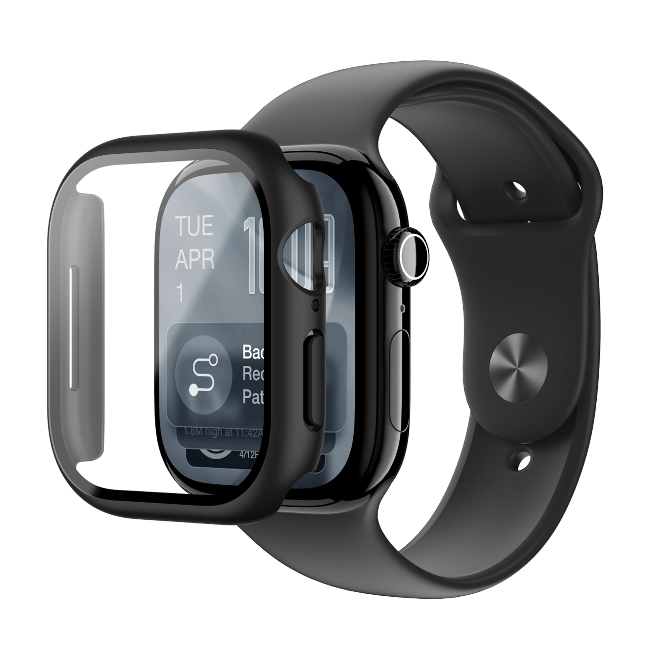 Защитное стекло AmazingThing Radix с чехлом для Apple Watch Series 11 46 мм — чёрный