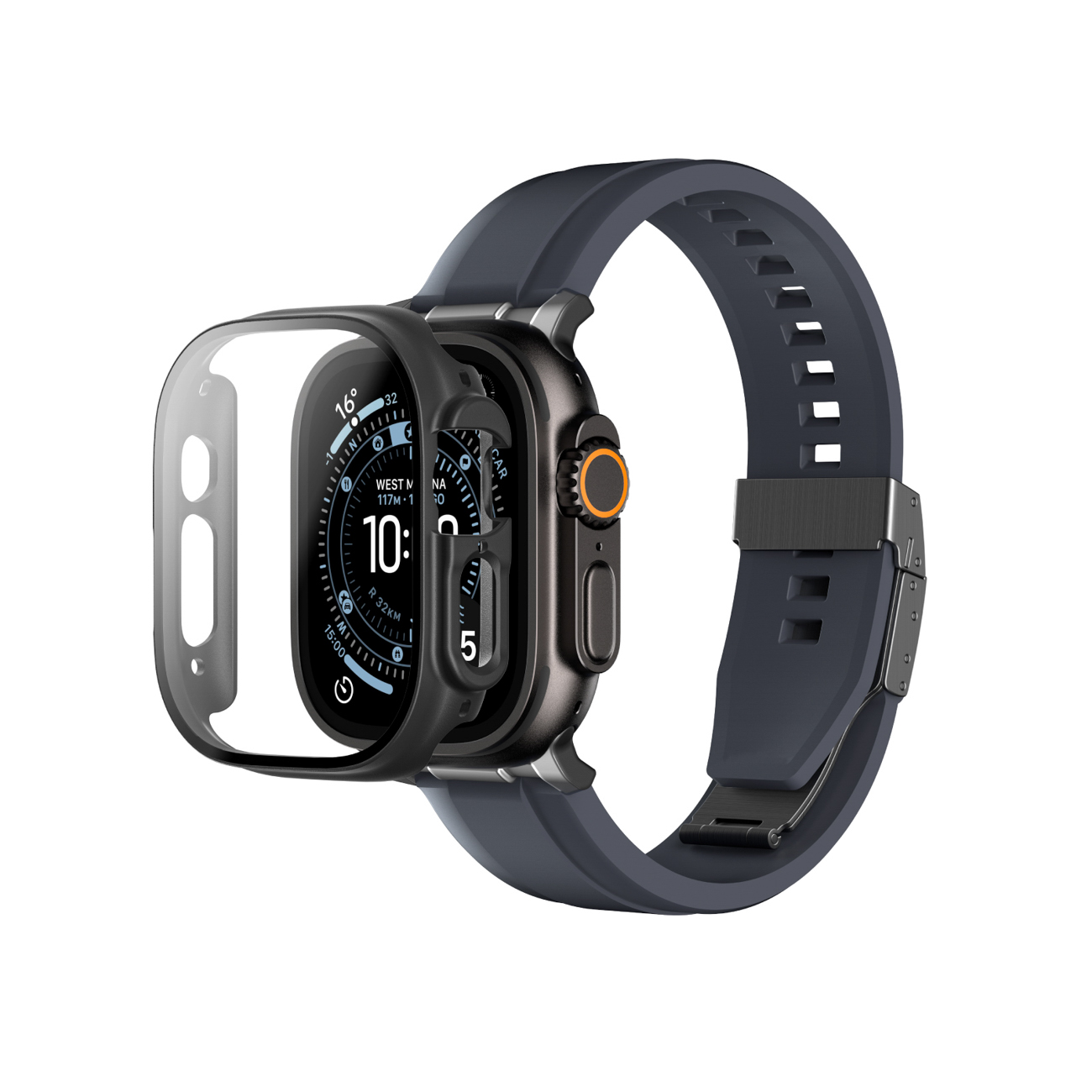 Защитное стекло AmazingThing Radix с чехлом для Apple Watch Ultra 3 49 мм — чёрный