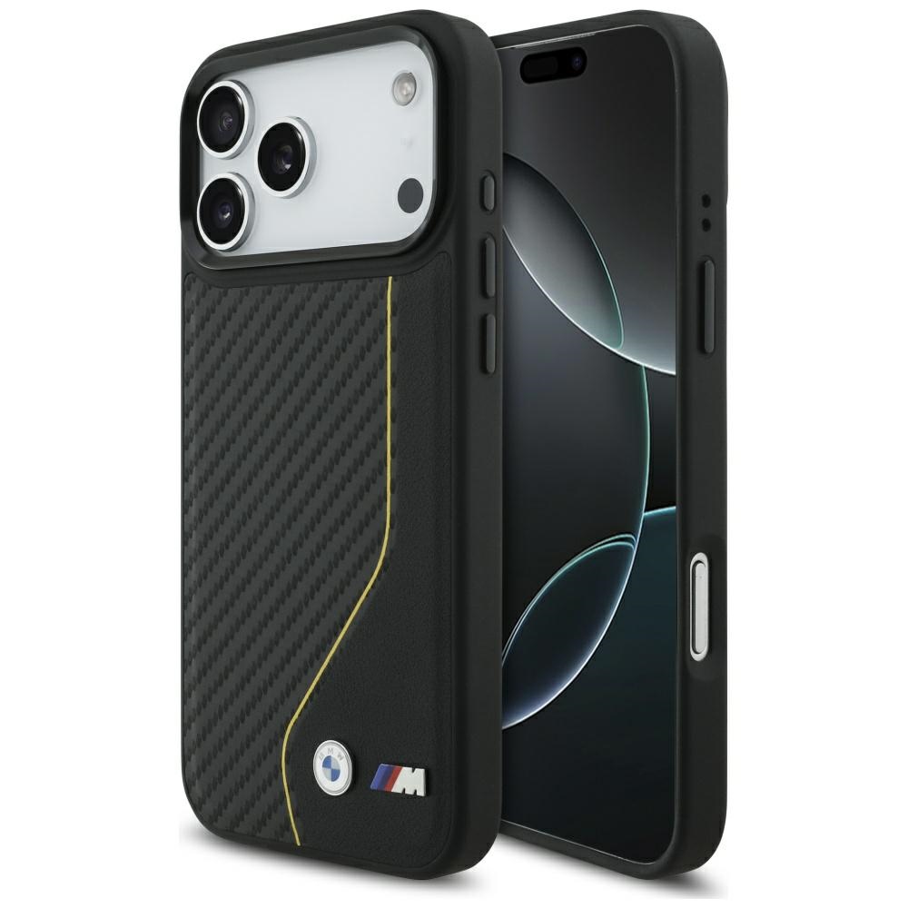 BMW M Carbon Line & Logo Magnetinis dėklas telefonui iPhone 17 Pro Max - geltonas