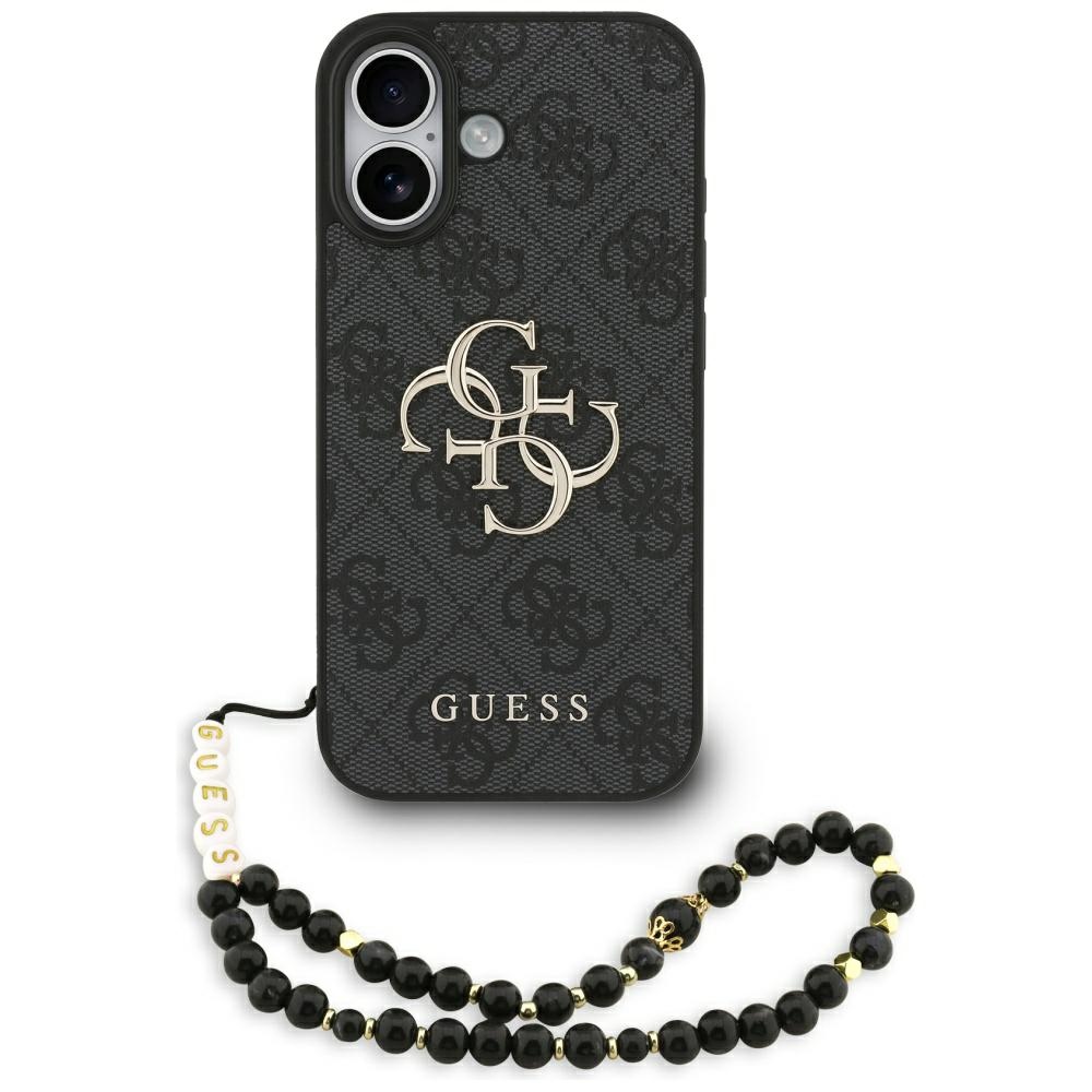 Dėklas Guess PU 4G Metal Logo Strap Apple iPhone 17 juodas
