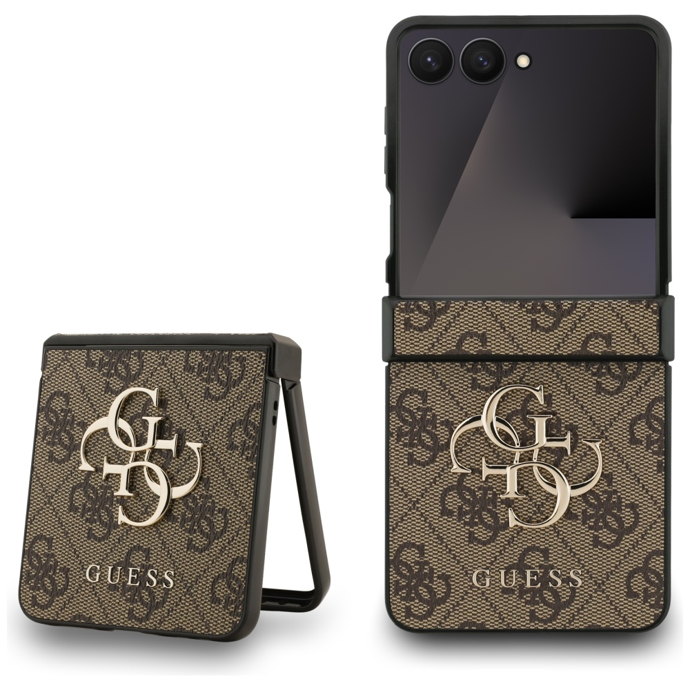 Guess чехол для Samsung Z Flip7 GUHCZF74GMGBR (PU Leather 4G Metal Logo) коричневый