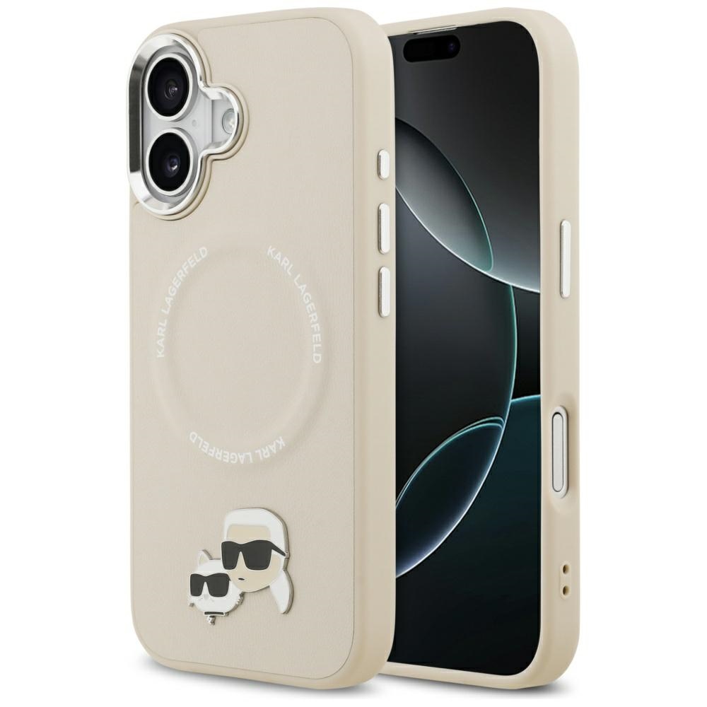 Karl Lagerfeld Karl & Choupette Smeigtukai Magnetinis dėklas telefonui iPhone 17 - smėlinė