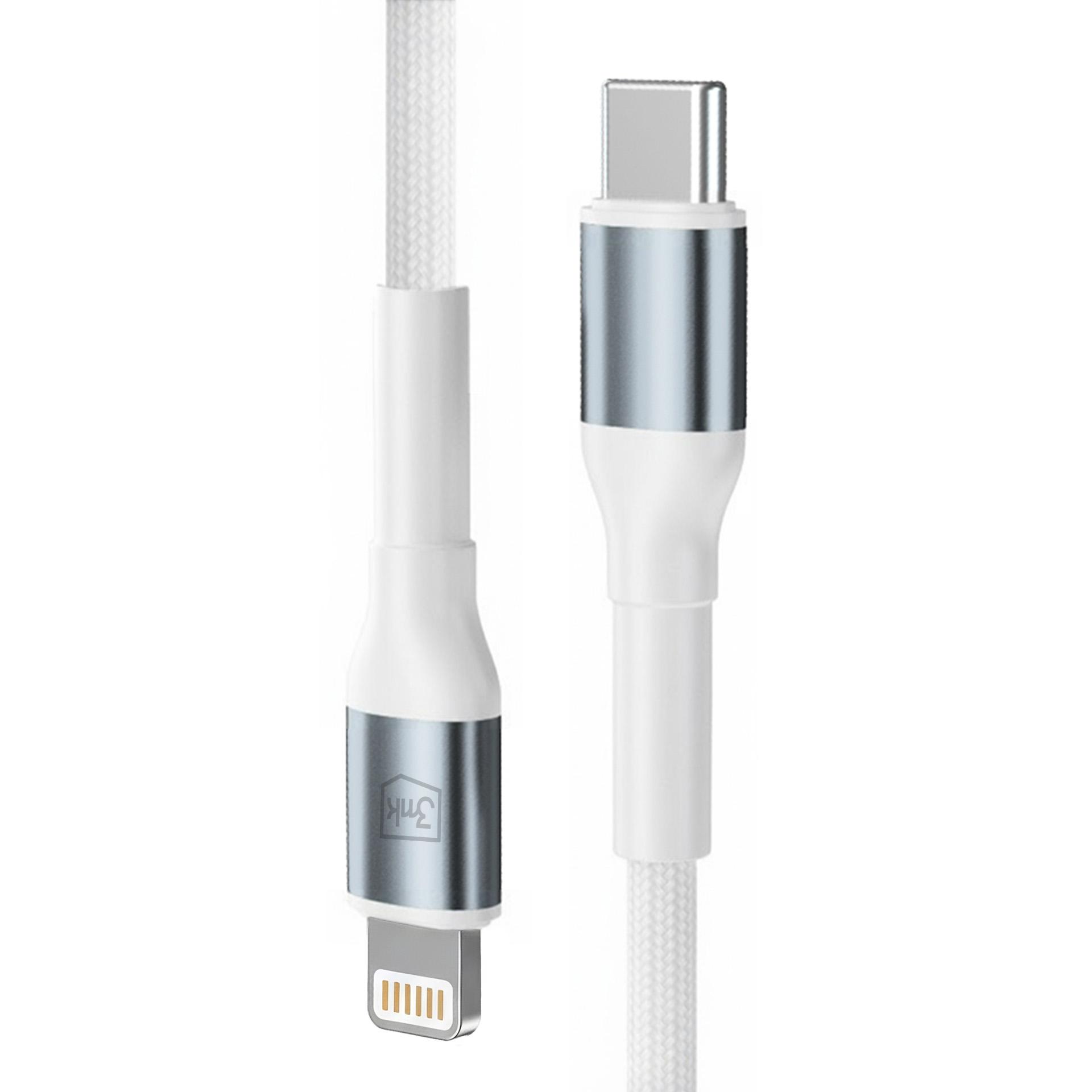 3mk Hyper Cable N-SERIES USB-C / Lightning 1m 9V/2A 20W laidas - baltas