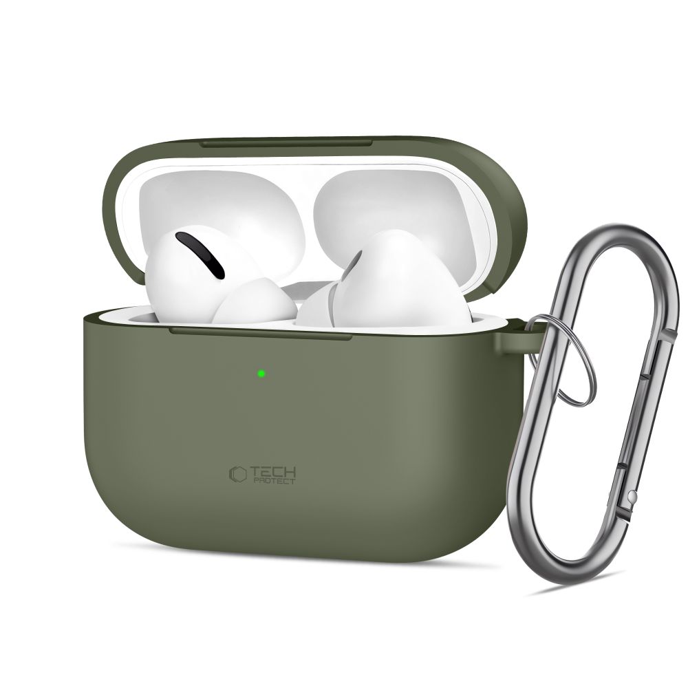 Tech-Protect silikoninis dėklas su kabliuku AirPods Pro ausinėms - alyvuogių