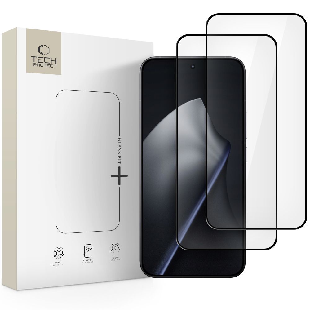 LCD apsauginis stikliukas Tech-Protect Glass Fit+ 2-Pack Xiaomi 15T/15T Pro/17T Pro juodas