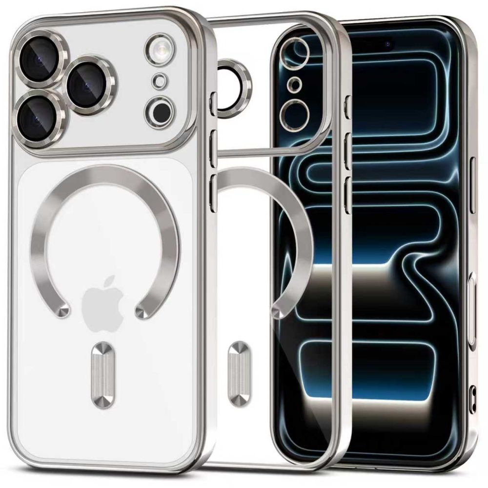 Tech-Protect MagFlex MagSafe dėklas iPhone 17 Pro skaidrus sidabrinis