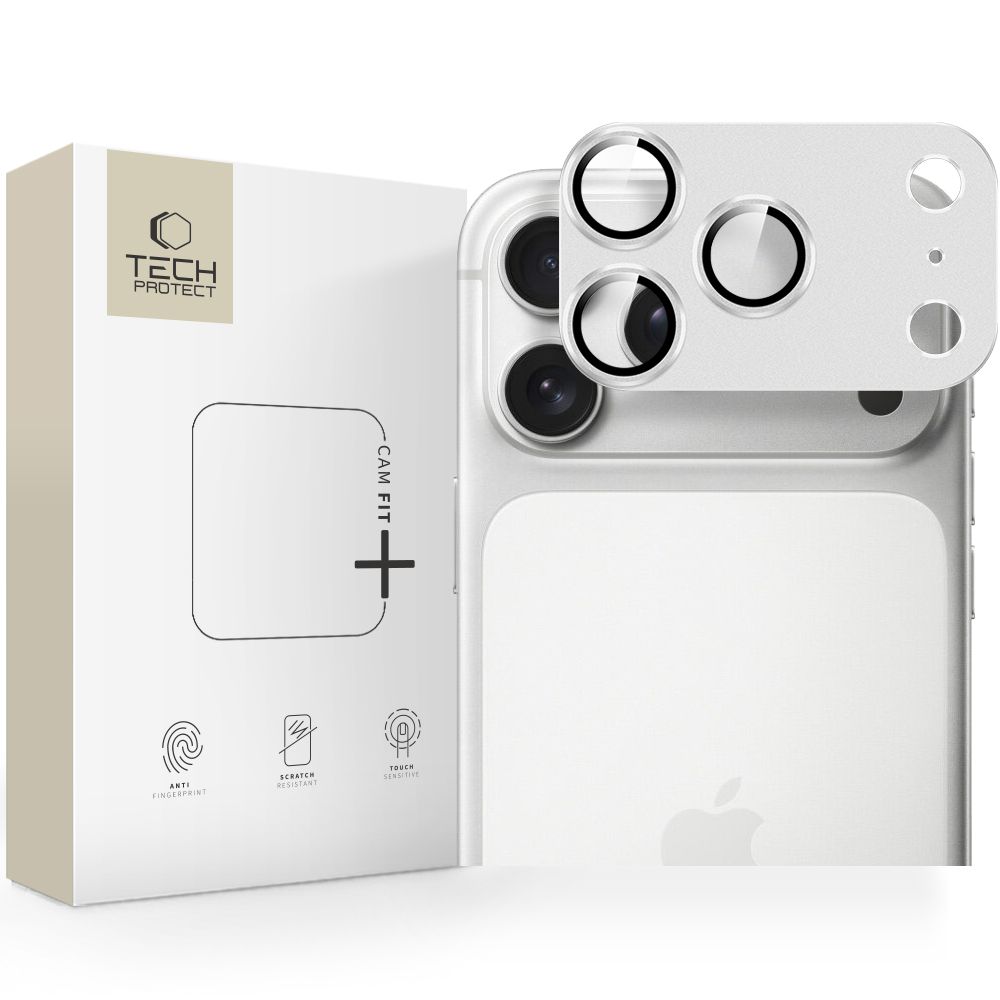 Защитное стекло для объективов камеры Tech-Protect Camfull Fit+ для iPhone 17 Pro Max — серебристое