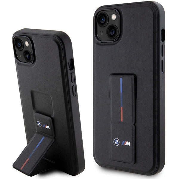 BMW Grip Stand Hot Stamp deklas, skirtas iPhone 14 Plus / 15 Plus - Juodas