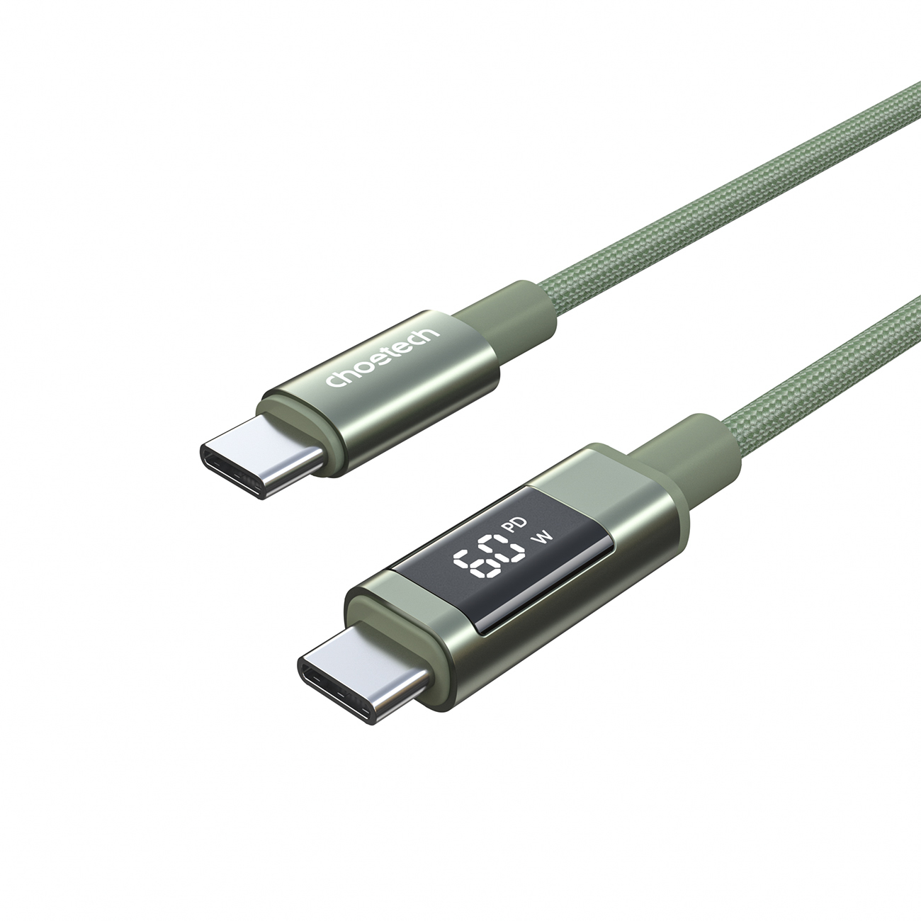 Choetech XCC-1068 PD 60W USB-C — USB-C Кабель с дисплеем 1.2 м — зелёный