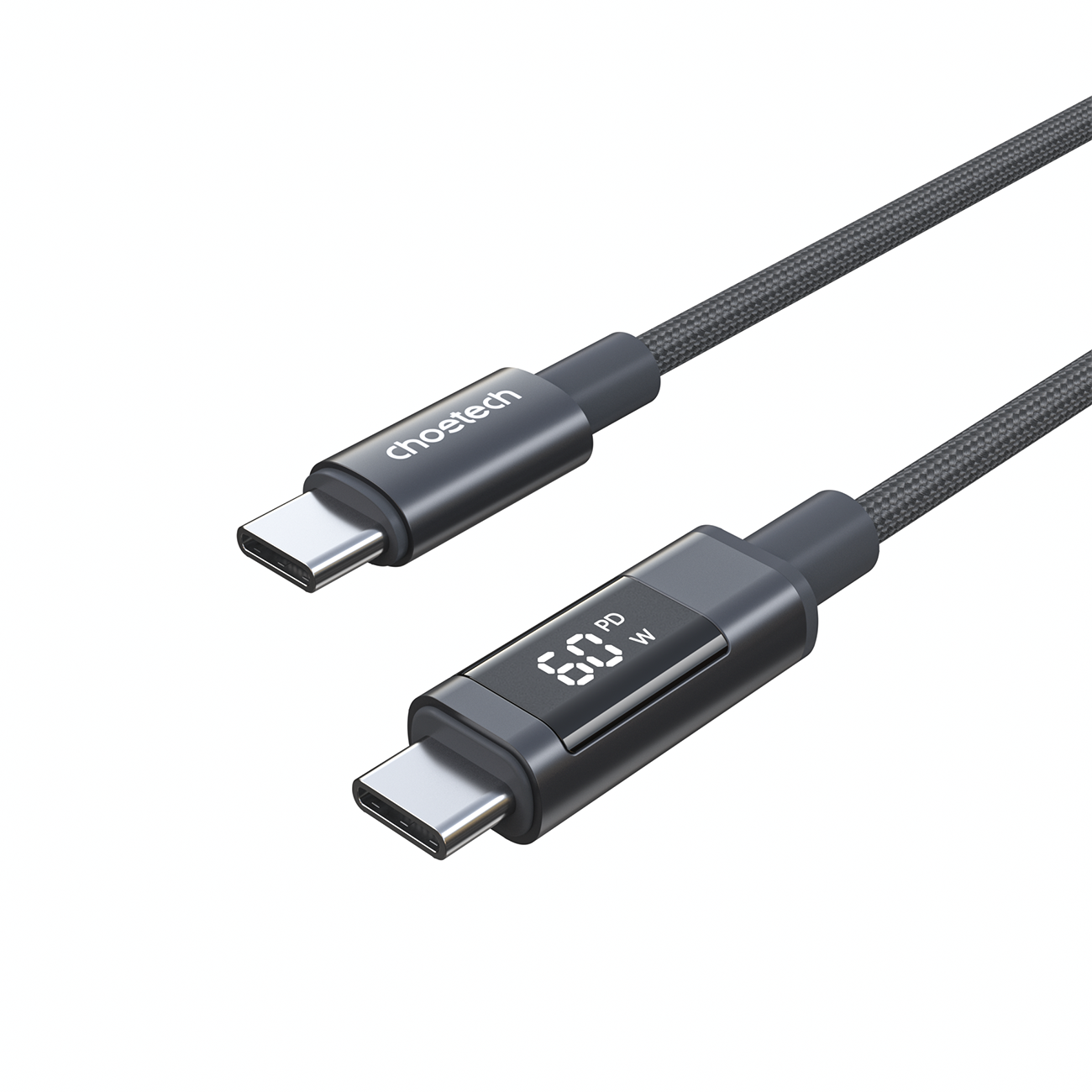 Choetech XCC-1068 PD 60W USB-C — USB-C кабель с дисплеем 1.2 m — чёрный