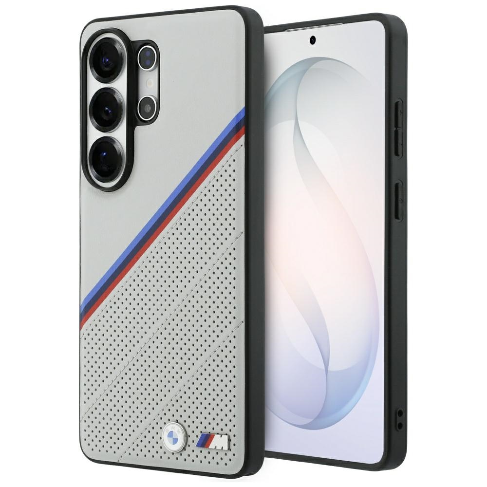 BMW чехол Tricolor Metal Logo MagSafe для Samsung Galaxy S26 Ultra серый