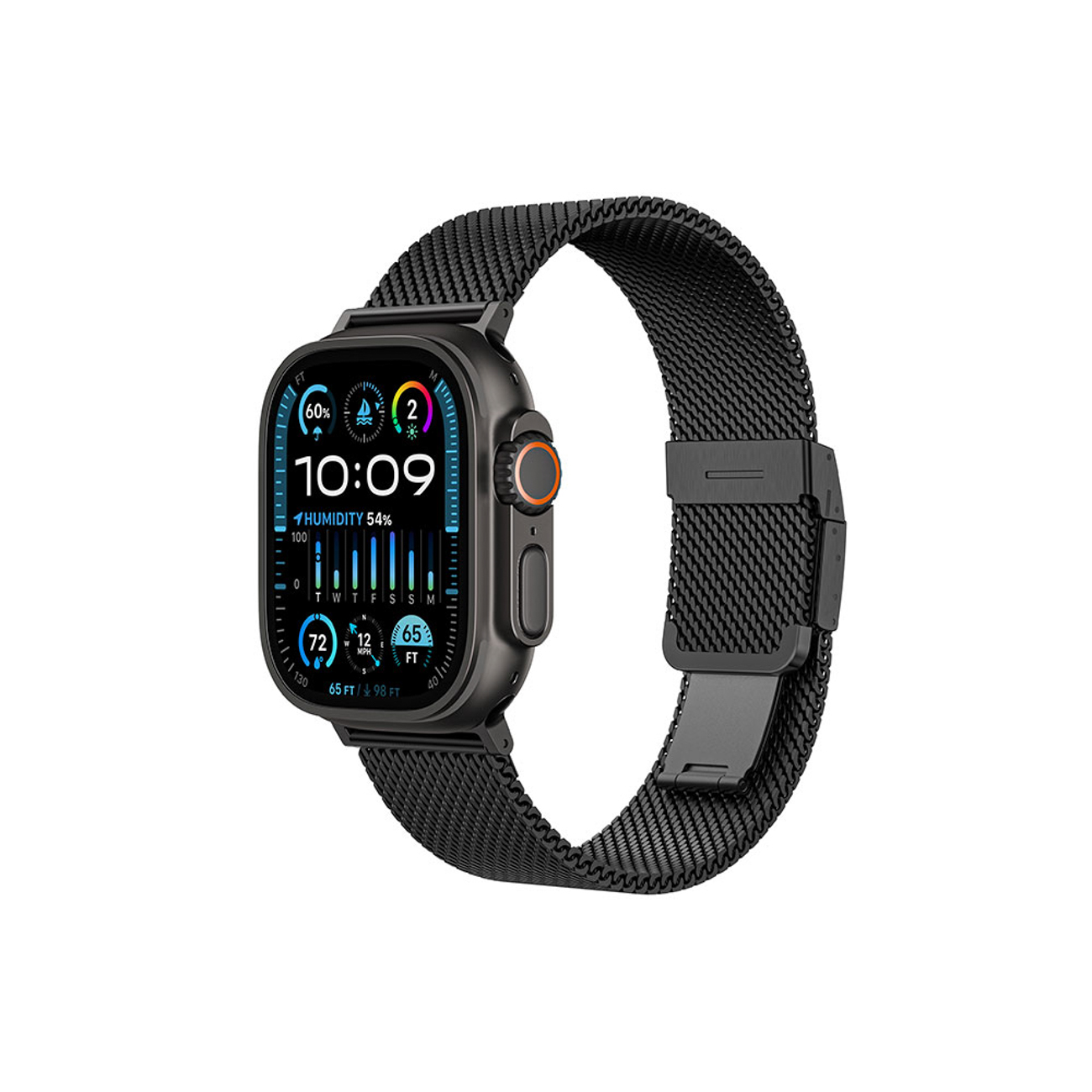 AmazingThing Titan Premium metalinis dirželis, skirtas Apple Watch 38/40/41/42/44/45/46/49mm, juodas