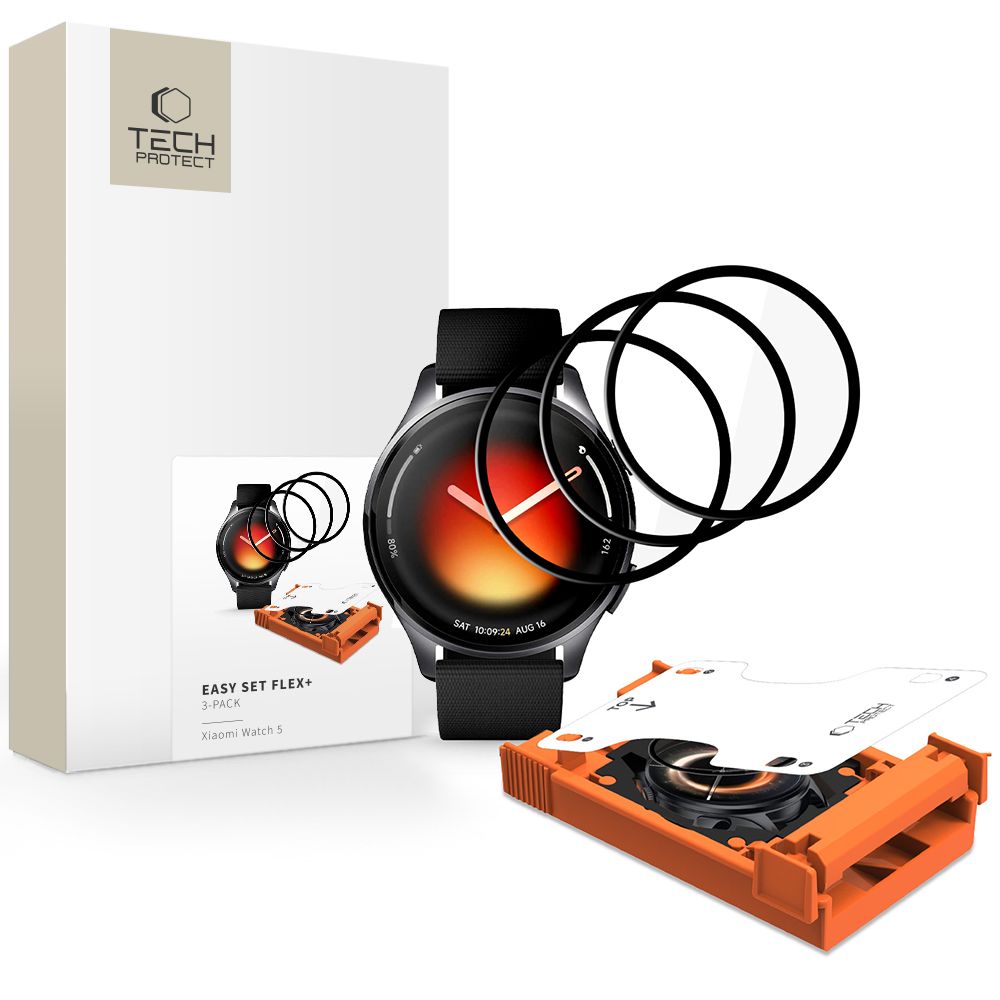 Tech-Protect Easy Set Flex+ 3 vnt. hibridinis stikliukas Xiaomi Watch 5 juodas