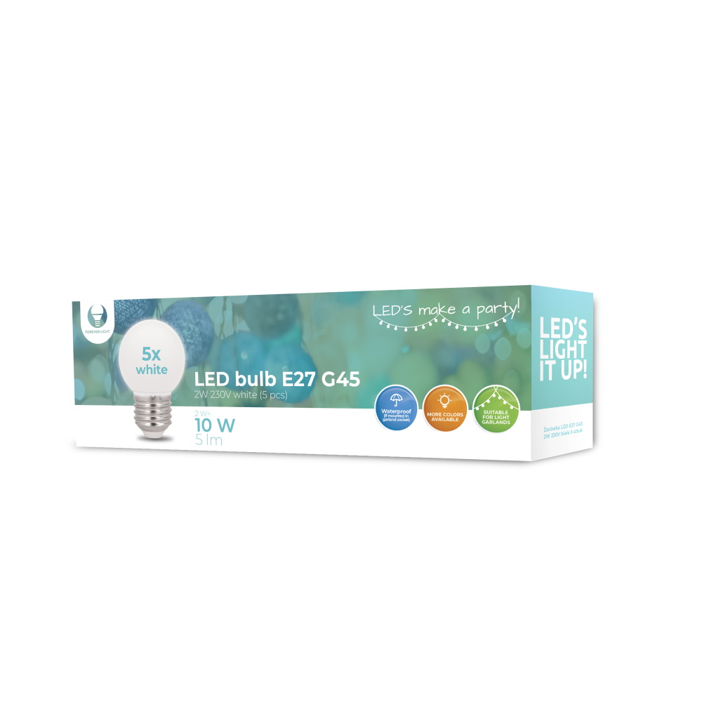 Forever Light LED Bulb E27 G45 2W 230V neutral white 5pcs