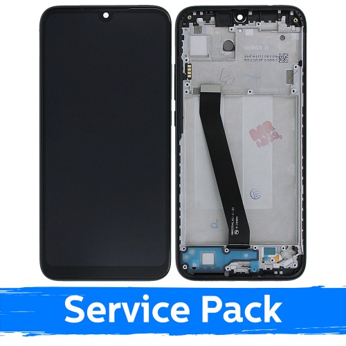 LCD ekranas Xiaomi Redmi 7 su rėmeliu / Eclipse Black / (Service Pack)