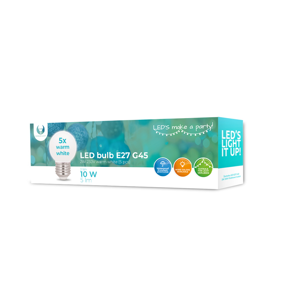 Forever Light LED Bulb E27 G45 2W 230V warm white 5pcs
