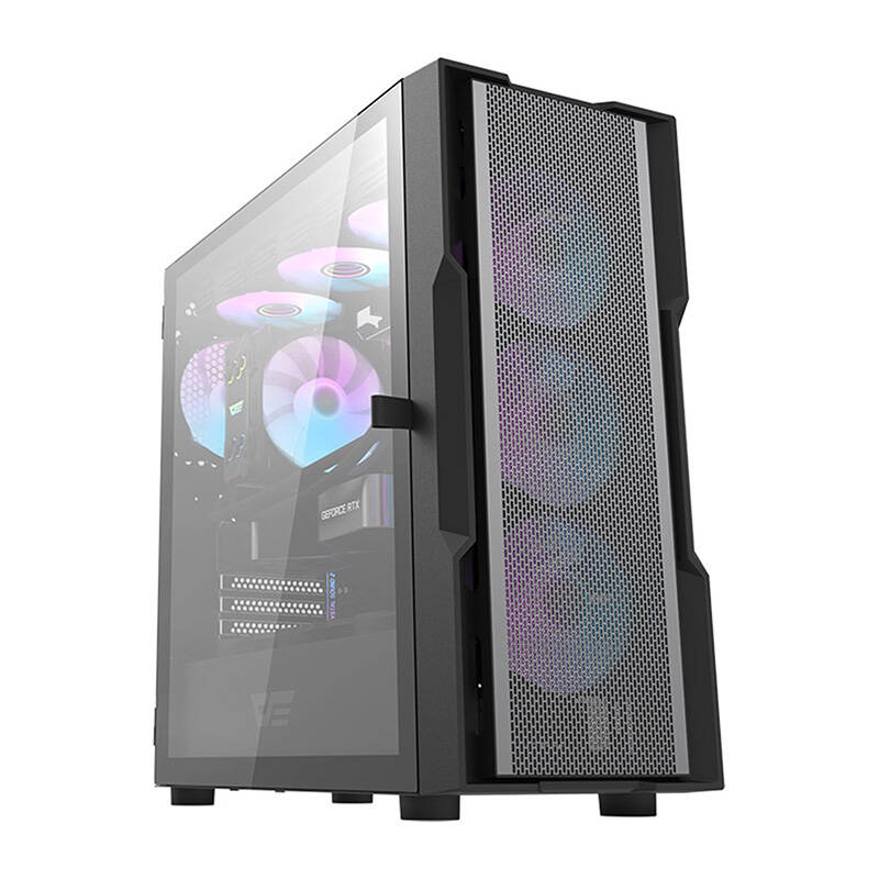 Darkflash DK431 Mesh kompiuterio korpusas (juodas) + 4 ARGB ventiliatoriai