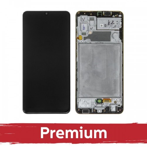 LCD ekranas skirtas Samsung A325 A32 4G juodas su rėmeliu OEM