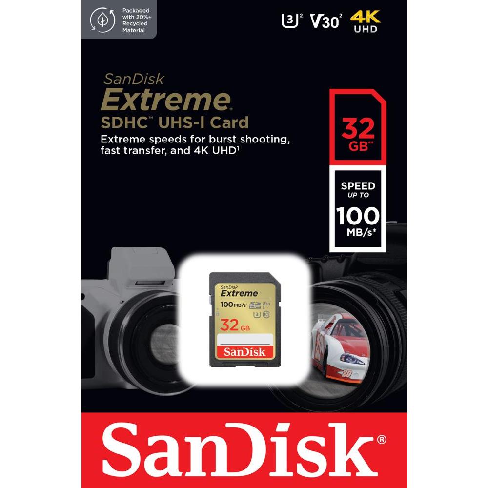SanDisk карта памяти Extreme SDHC 32GB 100/60MB/s C10 V30 UHS-I U3