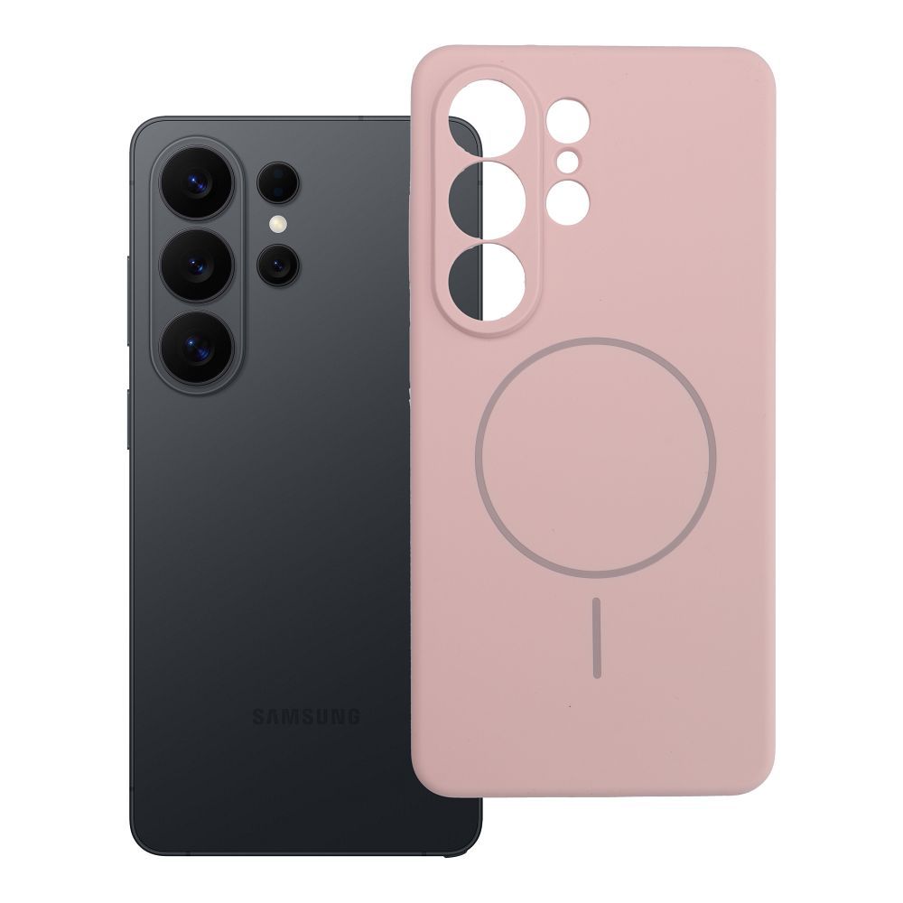 Чехол для Samsung S26 ULTRA Силиконовый 2 мм совместимый с MagSafe пудровый розовый