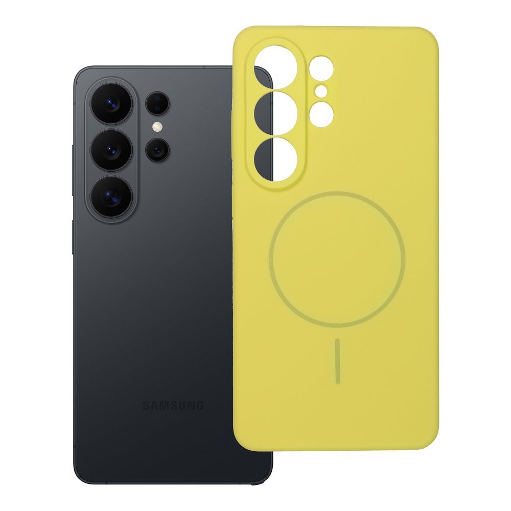 Чехол для Samsung S26 ULTRA Силиконовый 2 мм совместимый с MagSafe жёлтый