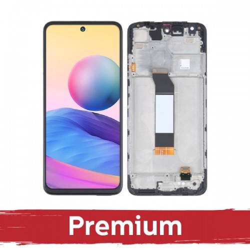 LCD ekranas skirtas Xiaomi Redmi Note 10 5G / Note 10T 5G / Poco M3 Pro 5G juodas su rėmeliu OEM