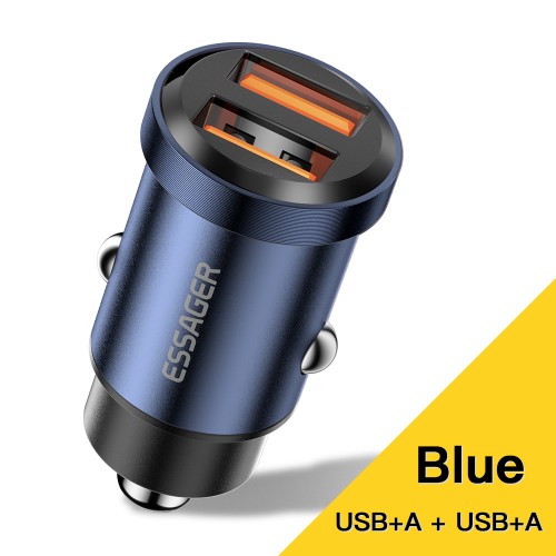 Automobilinis įkroviklis Essager Gyro Mini mėlynas 30W (2xQC3.0)