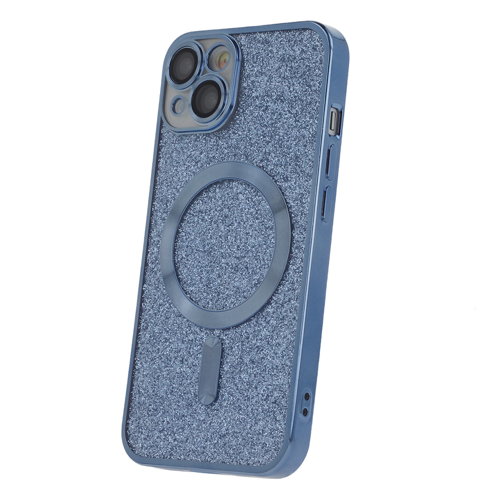 Blizgantis chromuotas Magnetinis dėklas telefonui iPhone 15 Plus 6,7" mėlynas