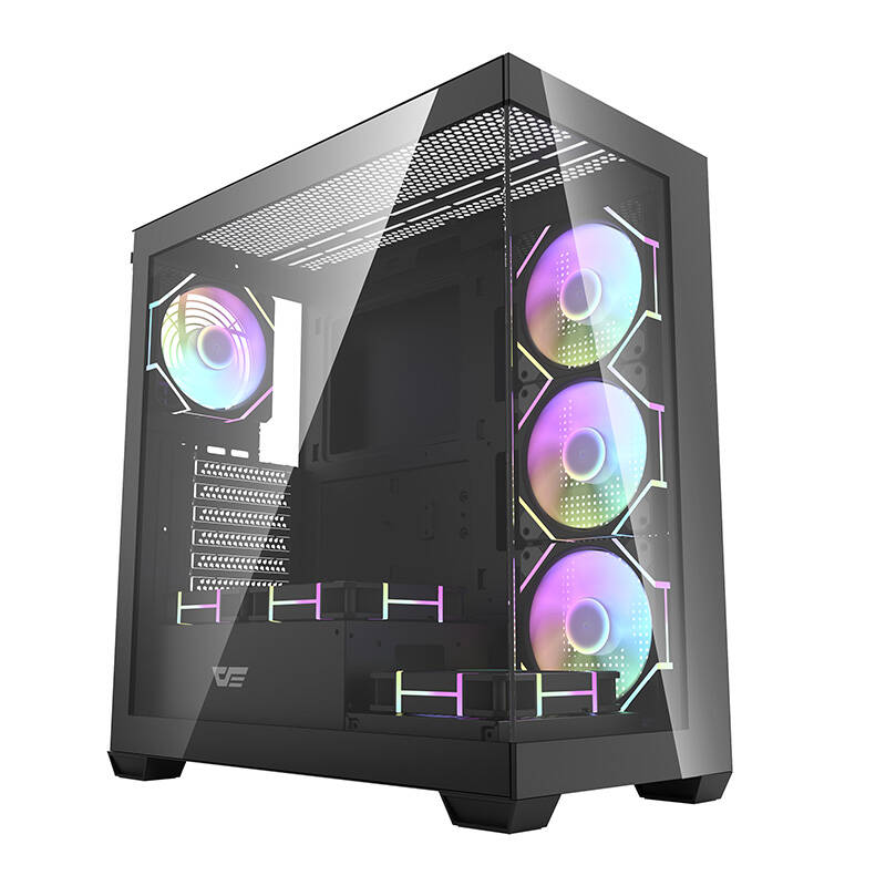 Darkflash DS900 kompiuterio korpusas (juodas) su 7 ARGB ventiliatoriais