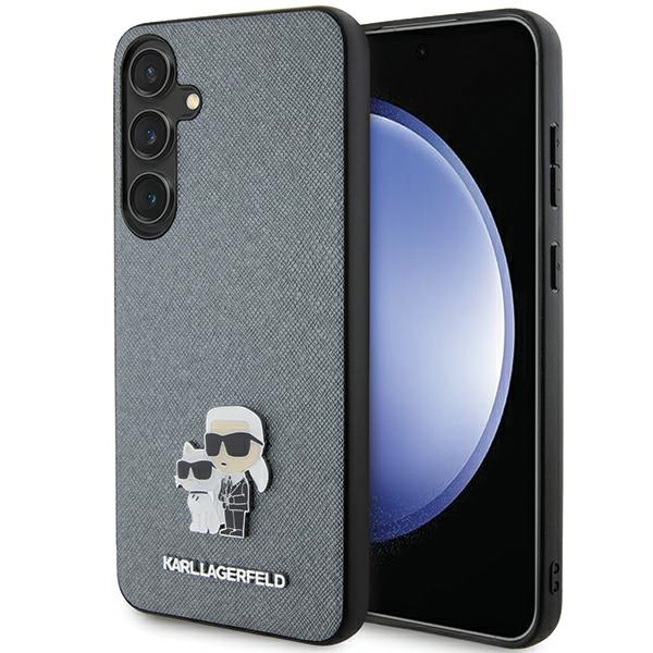 Karl Lagerfeld KLHCS24MPSAKCMPG S24+ S926 kietas dėklas pilkas/pilkas Saffiano Karl & Choupette Metal Pin