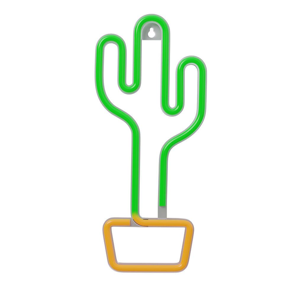 Неон LED светильник CACTUS оранжевый зелёный батарейки + USB FLNE02 Forever Light